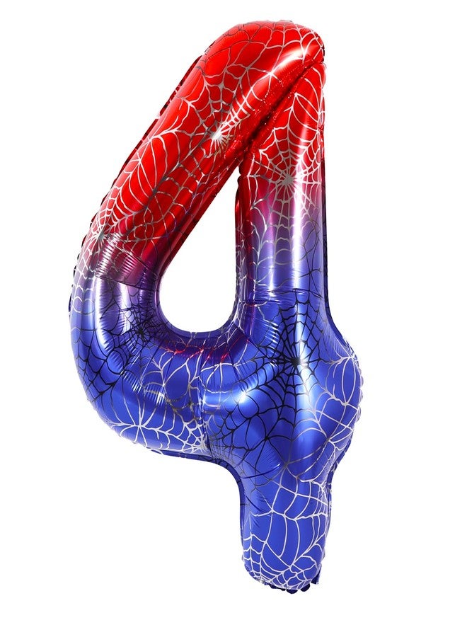 Vuzvuv 40 Inch Spider Theme Number Balloon No.4, Red Blue Foil Number Balloon for Birthday, Theme Party Supplies, Baby Shower,Anniversary Decoration - Image 1
